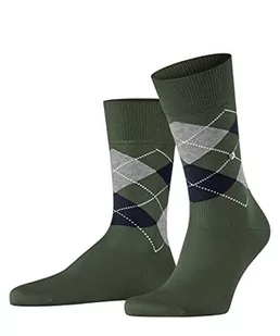 Burlington Mężczyźni Skarpety Manchester M SO Organiczna Bawełna z wzorem 1 Para, Zielony (Mountain Green 7982), 40-46 - Skarpetki damskie - miniaturka - grafika 1