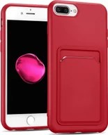 Etui i futerały do telefonów - Etui na telefon komórkowy Apple iPhone 7 Plus / 8 Plus silikonowe etui ochronne z kieszenią na kartę Slim Wallet Case, czerwone - miniaturka - grafika 1