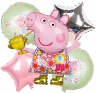 Balony i akcesoria - Balon Foliowy na Hel Zestaw - ŚWINKA PEPPA GEORGE - 5szt - miniaturka - grafika 1