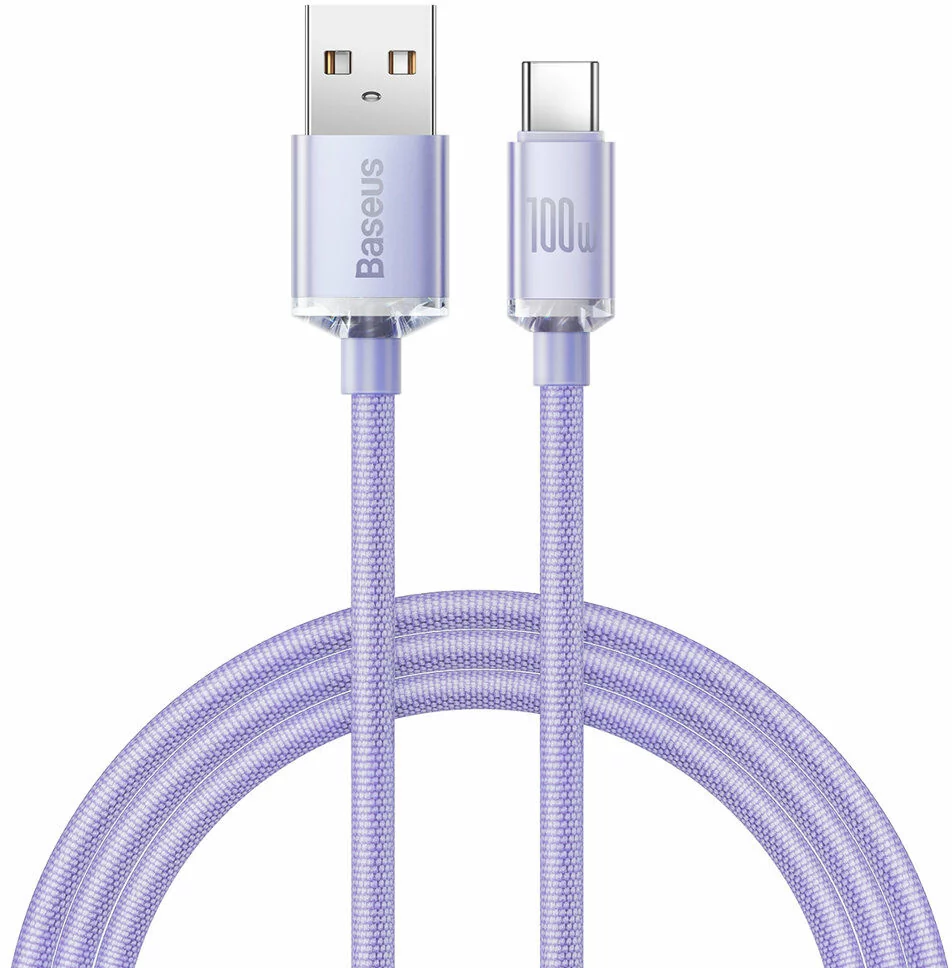Baseus Crystal Shine Series kabel przewód USB do szybkiego ładowania i transferu danych USB Typ A - USB Typ C 100W 1,2m fioletowy (CAJY000405) CAJY000405