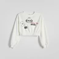 Bluzy damskie - Reserved - Bluza z nadrukami - Biały - miniaturka - grafika 1