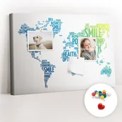 Tablice i flipcharty - Szkolna Tablica korkowa 60x40 cm, Kolorowe Pinezki, wzór Mapa miłych słów - miniaturka - grafika 1