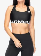 Bielizna sportowa damska - Biustonosz sportowy Under Armour HeatGear Authentics Mid Branded Bra - black/white - miniaturka - grafika 1