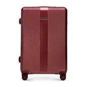 Walizki - Średnia walizka z polikarbonu w tłoczenia burgund - miniaturka - grafika 1