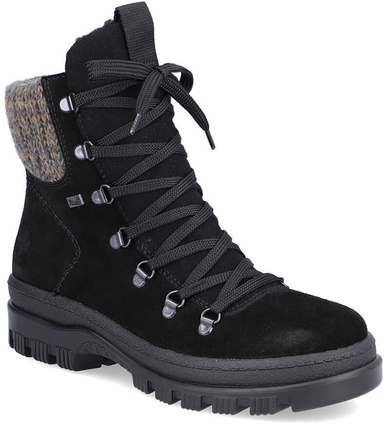 Buty trekkingowe damskie Rieker Skórzane trapery damskie z kolcami czarne Rieker X8200-00 39