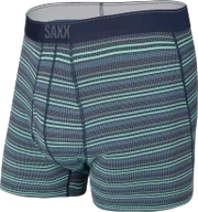 Majtki męskie - Bokserki męskie trekkingowe / sportowe z rozporkiem SAXX QUEST Boxer Brief Fly zielono-niebieskie paski - miniaturka - grafika 1