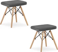 Taborety i hokery - Leobert Taboret WERK - szary aksamit / nogi naturalne x 2 - miniaturka - grafika 1