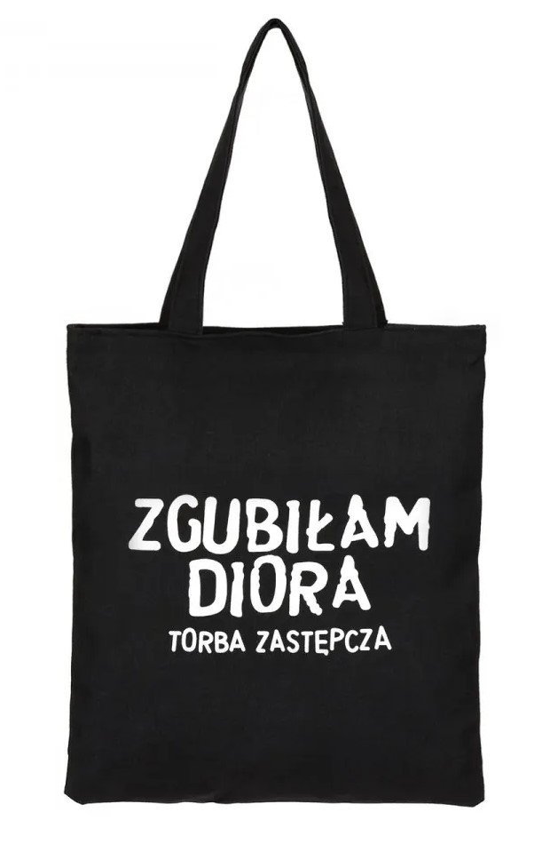 Torba na zakupy ZGUBIŁAM D... z nadrukiem materiałowa na zamek TA-91 czarny