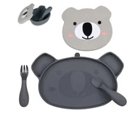 Zestawy naczyń dla dzieci - Tum Tum Zestaw Obiadowy dla Dzieci z Przyssawkami Grey - miniaturka - grafika 1