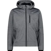 Kurtki męskie - CMP męska kurtka Softshell melanżowa z odpinanym kapturem, Czarny Mel.-Ice, 46 - miniaturka - grafika 1
