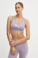 Bielizna sportowa damska - Puma biustonosz sportowy 4KEEPS kolor fioletowy wzorzysty 525317 - miniaturka - grafika 1
