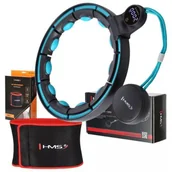 Pozostały sprzęt i akcesoria do ćwiczeń - Hula hop HMS HHM17 Czarno-turkusowy + pas wyszczuplający BR163 Czerwony - miniaturka - grafika 1