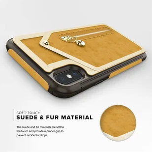 Zizo Nebula Wallet Case Skórzane etui iPhone X z kieszeniami na karty + saszetka na zamek + szkło 9H na ekran (Light Brown/Brown) - Etui i futerały do telefonów - miniaturka - grafika 8