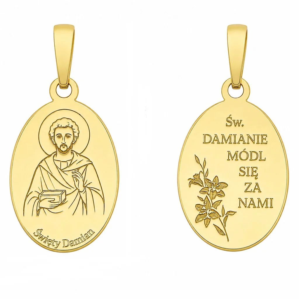 Medalik srebrny Ag 925 pozłacany Św. Damian MDC135G