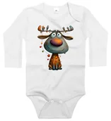 Body dla niemowląt - Body dziecięce Wesoły Łoś Ubrany W Lampki Choinkowe Święta 74/80 - miniaturka - grafika 1