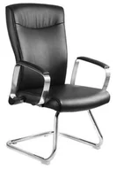 Fotele i krzesła biurowe - Krzesło czarne konferencyjne ADELLA SKID na płozie chrom - miniaturka - grafika 1