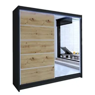 Szafy - Szafa z drzwiami przesuwnymi Talin III z oświetleniem RGB, Czarny / Dąb Artisan - miniaturka - grafika 1