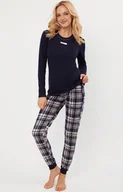 Piżamy damskie - Piżama damska z długi rękawem i długimi spodniami grantowa Dona, Kolor granatowy-wzór, Rozmiar S, Italian Fashion - Primodo.com - miniaturka - grafika 1