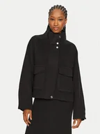 Płaszcze damskie - PINKO Płaszcz wełniany Cucchiaio 103842 A1ZQ Czarny Regular Fit - miniaturka - grafika 1