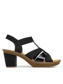 Sandały damskie - Rieker Sandały 665K3-00 Czarny - miniaturka - grafika 1