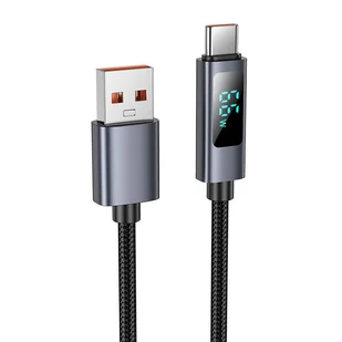 Kabel USB A do USB C Hoco 5A z wyświetlaczem 1 m X112 czarny - Kable USB - miniaturka - grafika 1