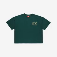 Koszulki sportowe damskie - Damski t-shirt z nadrukiem Prosto Boxy - zielony - PROSTO - miniaturka - grafika 1