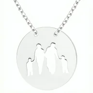 Naszyjniki - Naszyjnik Srebrny Rodzina Koło Kółko Matka Dziecko Tata Serce SREBRO 925 - miniaturka - grafika 1