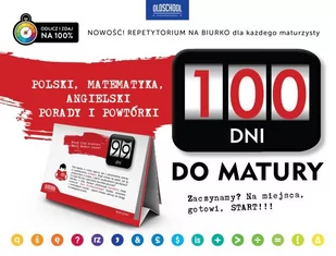 100 dni do matury. Polski, matematyka i angielski. Porady i powtórki - Pomoce naukowe - miniaturka - grafika 1