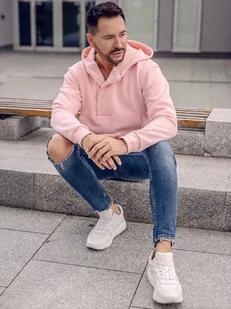 Jasnoróżowe gruba bluza męska z kapturem Bolf 02A - Bluzy sportowe męskie - miniaturka - grafika 1