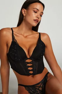 Biustonosze - Hunkemöller Usztywniony biustonosz push-up z fiszbinami Gigi Czarny - grafika 1