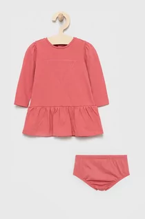 Sukienki i spódniczki dla dziewczynek - Guess sukienka bawełniana dziecięca kolor różowy mini rozkloszowana - grafika 1