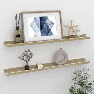 vidaXL vidaXL Półki ścienne, 2 szt., biel i dąb sonoma, 80x9x3 cm - Półki do salonu - miniaturka - grafika 1