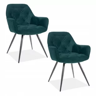 Krzesło Cherry Velvet Zielone Welur Pikowane 2 szt - Krzesła - miniaturka - grafika 1