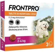 Artykuły przeciw pasożytom - FRONTPRO S(2-4kg) 11mg x3tab.-tabletki na pchły i kleszcze - miniaturka - grafika 1