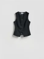 Marynarki i żakiety damskie - Reserved - Kamizelka z dodatkiem wiskozy - czarny - miniaturka - grafika 1