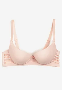 Jasnoróżowy Biustonosz Gładki z Efektem Push-Up i Wycięciami Roselily - Biustonosze - miniaturka - grafika 1
