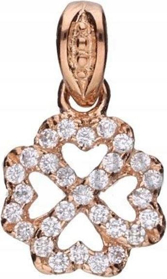 Srebrna zawieszka 925 różowa koniczynka elegancki wzór modny na prezent