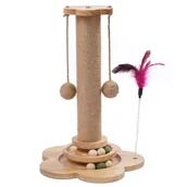 Drapaki dla kotów - Drapak dla kota, zabawka, stojąca, kuleczki, piórko, 45 cm - miniaturka - grafika 1