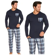 Piżamy damskie - PIŻAMA MĘSKA BAWEŁNIANA MORELLA DŁUGI RĘKAW+DŁUGIE SPODNIE KRATKA ELEGANCKA WYGODNA BAWEŁNA 100% L - miniaturka - grafika 1