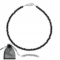 Bransoletki - Bransoletka na nogę CZARNY TURMALIN Srebrne zapięcie dł 23cm - miniaturka - grafika 1