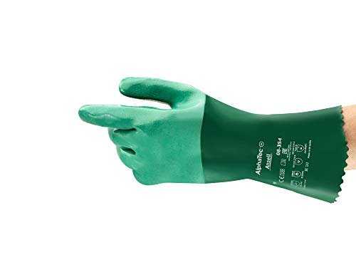 Ansell Scorpio 08-354 rękawiczki neoprenowe, ochrona przed chemikaliami i płynami, zielone, rozmiar 9 (opakowanie 12 par)