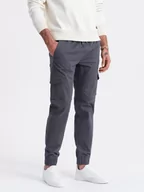 Spodnie męskie - Spodnie męskie JOGGERY z zapinanymi kieszeniami cargo - grafitowe V3 OM-PAJO-0123 - miniaturka - grafika 1
