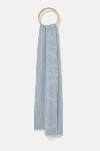 Calvin Klein szalik z domieszką wełny kolor niebieski wzorzysty K60K612611 - Apaszki i szaliki damskie - miniaturka - grafika 1