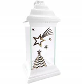 Lampiony i znicze - Znicz Duży Kapliczka Szklany Biały Lampion Ozdobny Na Święta Z Gwiazdą 31Cm - miniaturka - grafika 1