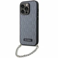 Etui i futerały do telefonów - Karl Lagerfeld KLHCP14LSACKLHPG iPhone 14 Pro 6.1" srebrny/silver hardcase Saffiano Monogram Chain - miniaturka - grafika 1