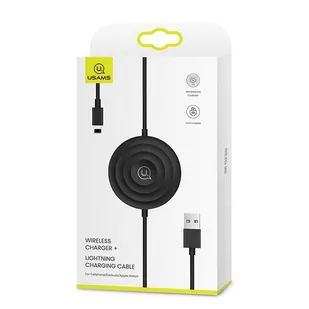 USAMS USAMS Ładowarka indukcyjna 10W z kablem lightning Czarna CC96WH01 - Ładowarki do telefonów - miniaturka - grafika 1