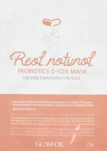 Glamfox Glamfox Probiotics D-Tox Mask Detoksykująca Maska Probiotyczna W Płachcie Do Skóry Odwodnionej Poszarzałej Z Pierwszymi Oznakami Starzenia Się 25g - Maseczki do twarzy - miniaturka - grafika 1
