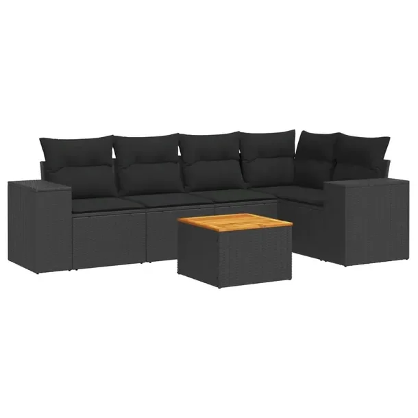Modułowy zestaw mebli ogrodowych z poduszkami, czarny, rattan PE, 62x62x69