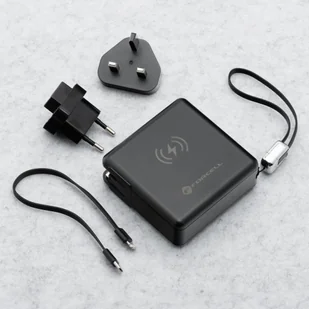 Forcell F-Energy 6w1 USB A + USB C PD 45W + power bank 15000 mAh + ładowanie bezprzewodowe 15W czarna - Powerbanki - miniaturka - grafika 1