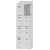 Szafki BHP - Szafka z 8 skrytkami z gniazdkiem elektrycznym MSUS 324 V z zamkiem na klucz - miniaturka - grafika 1